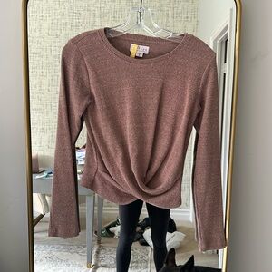 Velvet ribbed knot front long sleeve